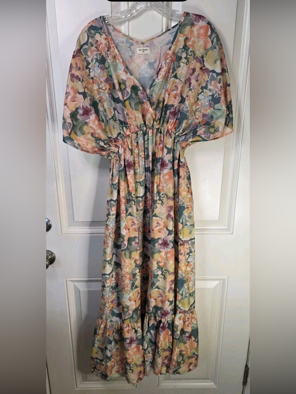 Cost Plus World Market Pastel Floral Wrap Maxi Dress